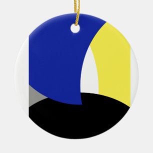 Abstrakt Art Blue Yellow Keramik Ornament