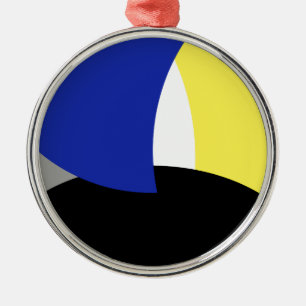 Abstrakt Art Blue Yellow Ornament Aus Metall
