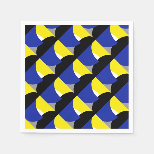 Abstrakt Art Blue Yellow Serviette (Vorderseite)