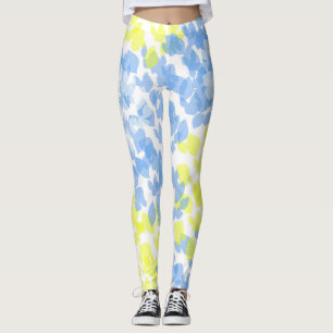 Abstrakt Art Blue Yellow White Minimal Leggings