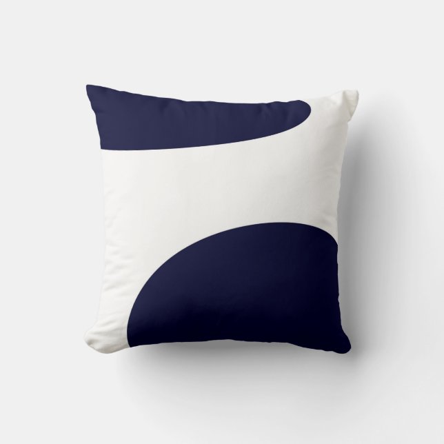 Abstrakt Art Bold Dark Blue White Kissen (Vorderseite)