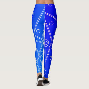 Abstrakt Art Bright Blue Line Circles Minimalismus Leggings