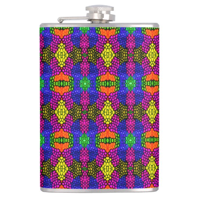 Abstrakt Art Bright Pattern Flachmann (Vorderseite)