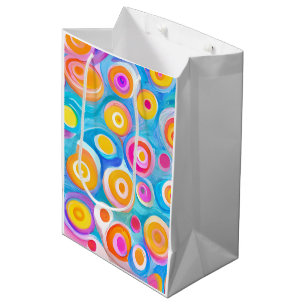Abstrakt Art Circles farbenfroher, heller Spaß Mittlere Geschenktüte