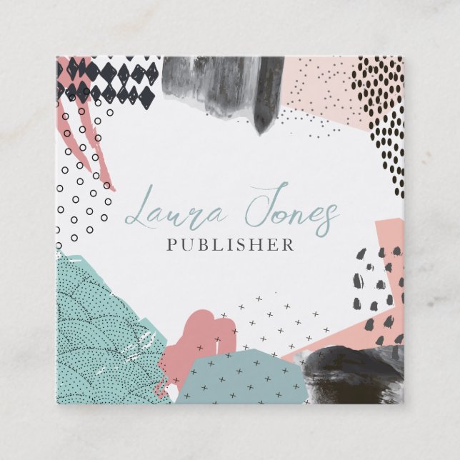 Abstrakt Art Collage Publisher Writer Square Terminkarte (Vorderseite)