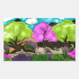 Abstrakt Art Cotton Candy Trees Rechteckiger Aufkleber