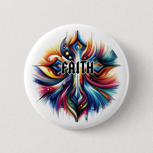 Abstrakt Art Cross Faith Button