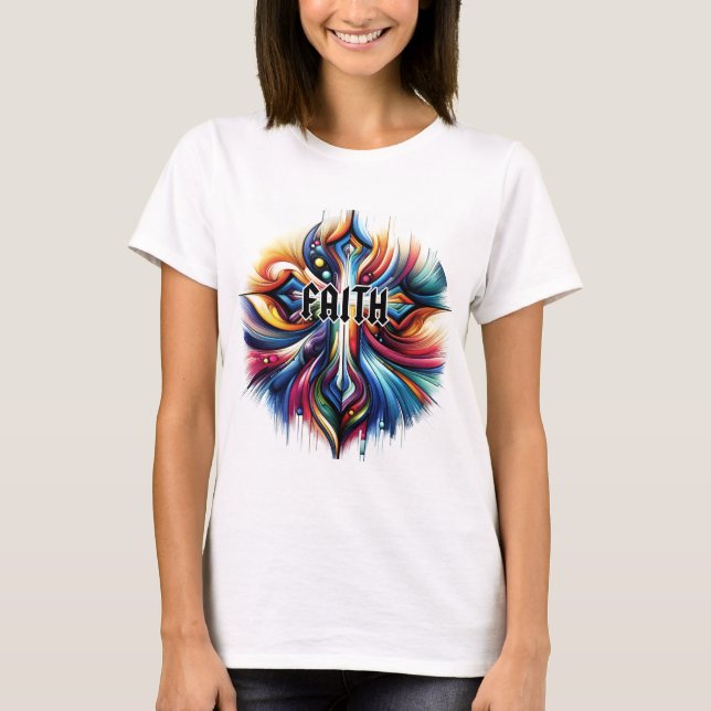 Abstrakt Art Cross Faith T-Shirt (Vorderseite)