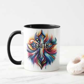 Abstrakt Art Cross Faith Tasse