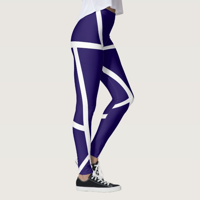 Abstrakt Art Dark Blue White Minimalismus Leggings (Rechts)