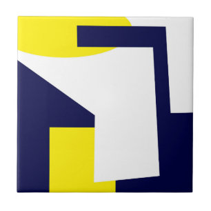 Abstrakt Art Dark Blue Yellow White Fliese