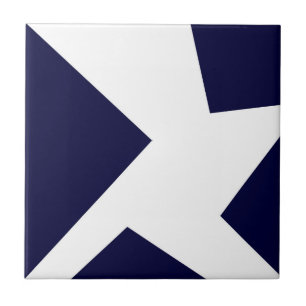 Abstrakt Art Dark Royal Blue White Fliese