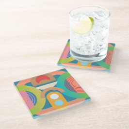 Abstrakt Art Deco Moderne Farben Glasuntersetzer