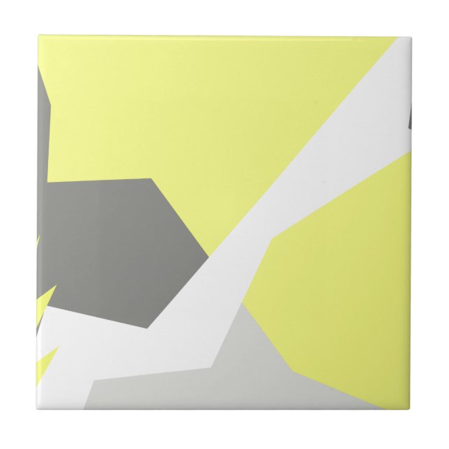 Abstrakt Art Energy Yellow Gray Fliese (Vorderseite)