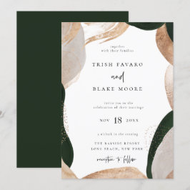 Abstrakt Art Frame Green Gold Wedding Einladung