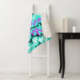 Abstrakt Art Funky Colorful ZigZags Throw Blanket Sherpadecke