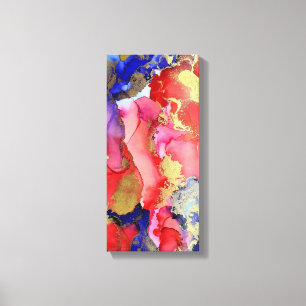 Abstrakt Art Gold Red Blue Alkohol Tinte Leinwanddruck