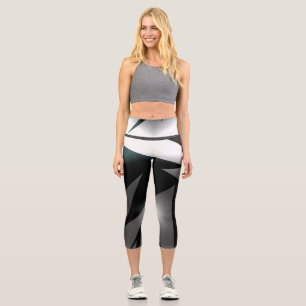 Abstrakt Art Gray Schwarz-weiß Capri Leggings