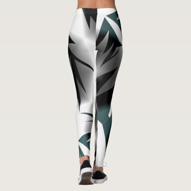 Abstrakt Art Gray Schwarz-weiß Leggings (Rückseite)