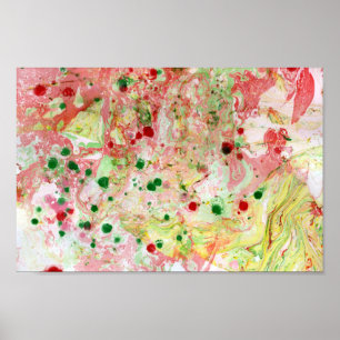 Abstrakt Art Green Pink Red Yellow Moderne Farben Poster