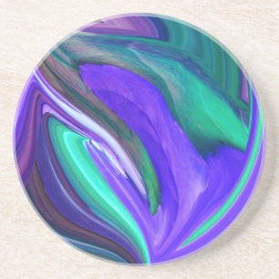 Abstrakt Art Lila N Aquamarin Leaf Getränkeuntersetzer