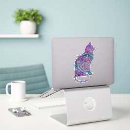 Abstrakt Art Lila Pink Muster Cat Art Aufkleber