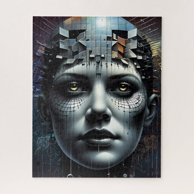 Abstrakt Art Matrix Girl-Puzzle (Vertikal)