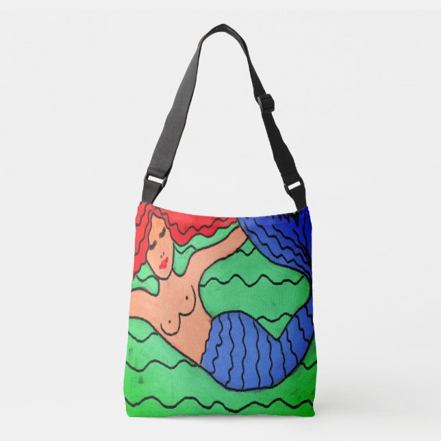 Abstrakt Art Mermaid Tragetaschen Mit Langen Trägern (Vorderseite)