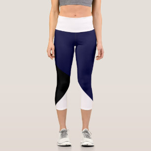 Abstrakt Art Minimalismus Dunkelblau Schwarz-weiß Capri Leggings