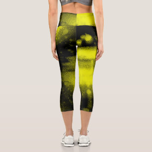 Abstrakt Art Minimalismus Schwarz Gelb Capri Leggings