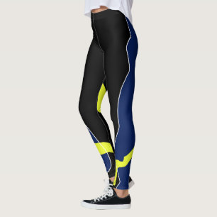 Abstrakt Art Minimalismus Schwarz-weiß Gelbes Blau Leggings