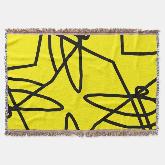 Abstrakt Art Minimalistisches Gelbschwarz Decke (Vorderseite)
