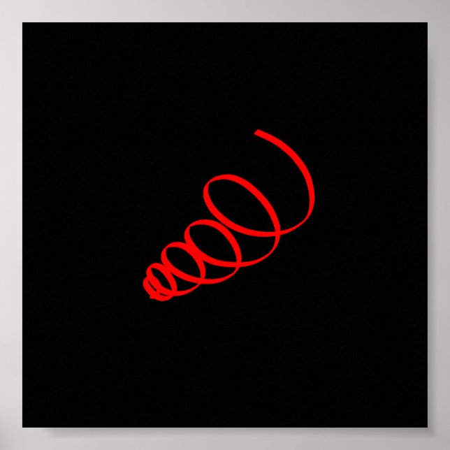 Abstrakt Art Minimalistisches Rotes Spiralschwarze Poster (Vorne)