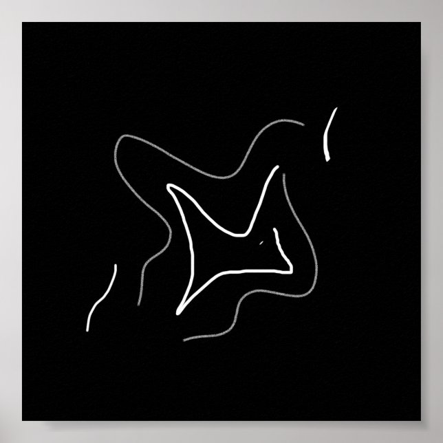 Abstrakt Art Minimalistisches White Black Poster (Vorne)
