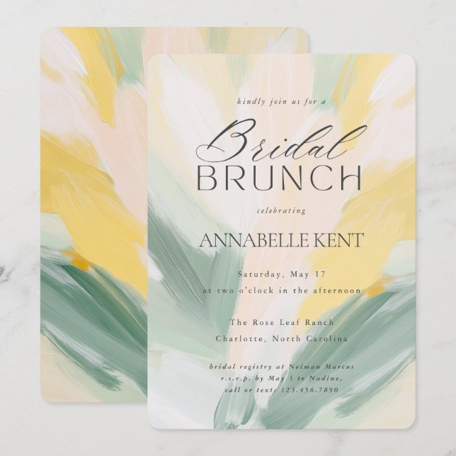Abstrakt Art Modern Malerei Hochzeit Bridal Brunch Einladung (Vorne/Hinten)