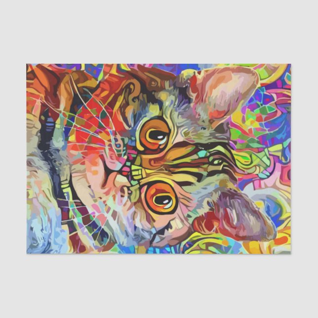 Abstrakt Art Mosaic Cat Decoupage Seidenpapier (Vorderseite)