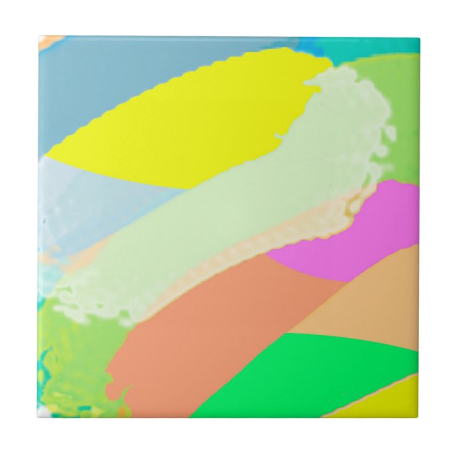 Abstrakt Art Pastel Coral Lavendel Gelb Fliese (Vorderseite)