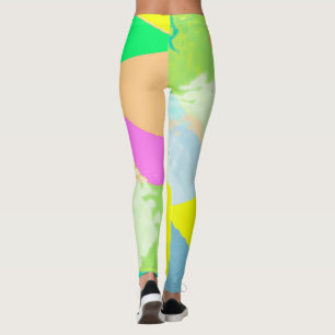 Abstrakt Art Pastel Coral Lavendel Gelb Leggings