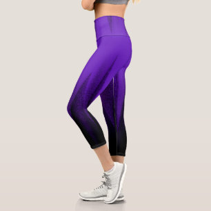 Abstrakt Art Pastel Lavendel Lila Black Capri Leggings