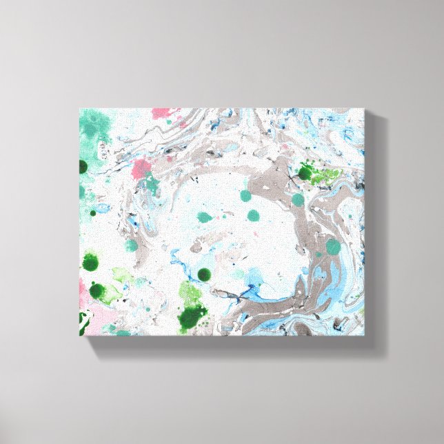Abstrakt Art Pink Blue Green White Trendy Modern Leinwanddruck (Vorderseite)