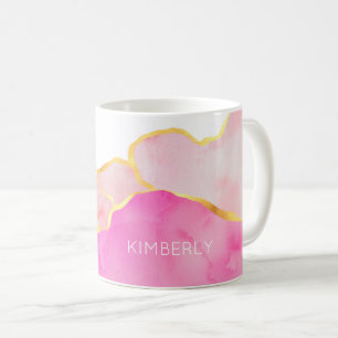 Abstrakt Art Pink Gold White Modern NAME Feminine Kaffeetasse