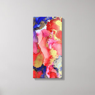 Abstrakt Art Pink Lila Gold Alkohol Tinte Leinwanddruck