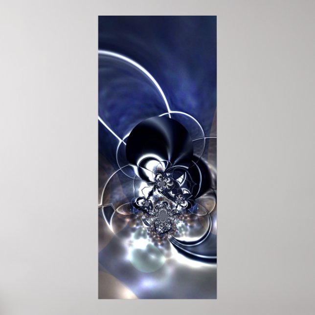Abstrakt Art Poster Metal Reflektion Blau (Vorne)
