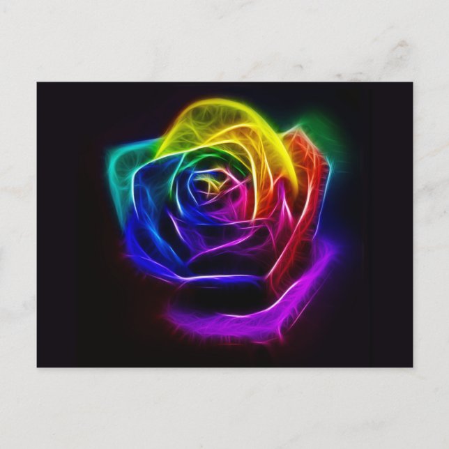 Abstrakt Art Rainbow Rose Postkarte (Vorderseite)