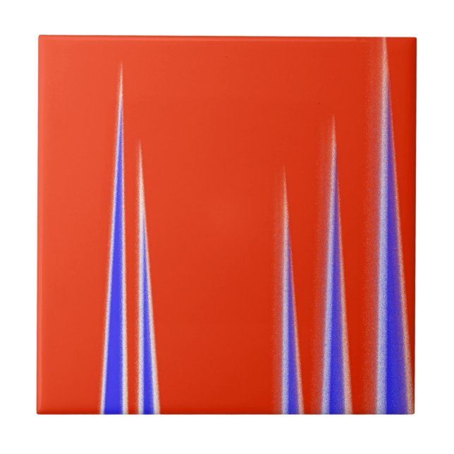 Abstrakt Art Red Blue White Minimal Fliese (Vorderseite)