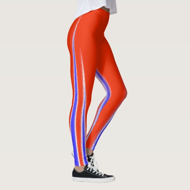 Abstrakt Art Red Blue White Minimal Leggings (Rechts)