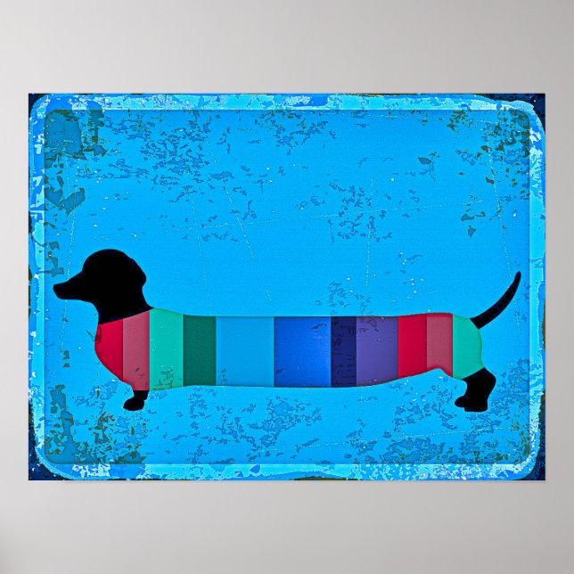 Abstrakt Art Sausage Hunde Dackel Poster (Vorne)