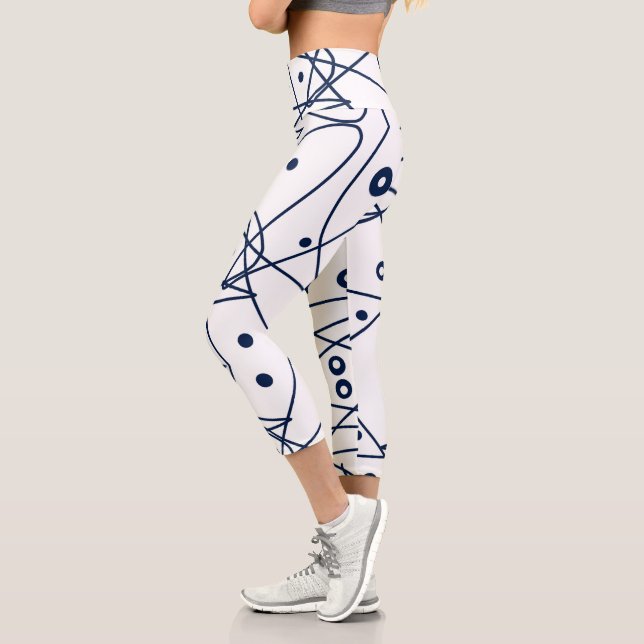 Abstrakt Art Schwarz-weiß Lines Circles Minimalism Capri Leggings (Links)