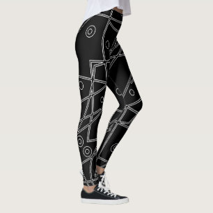Abstrakt Art Schwarz-weiß Lines Circles Minimalism Leggings