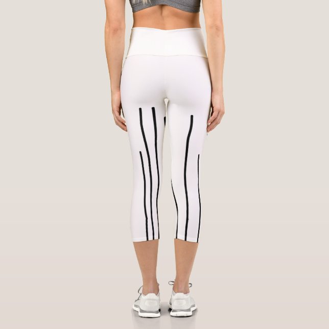 Abstrakt Art Schwarz-weiß Lines Minimalismus Capri Leggings (Rückseite)